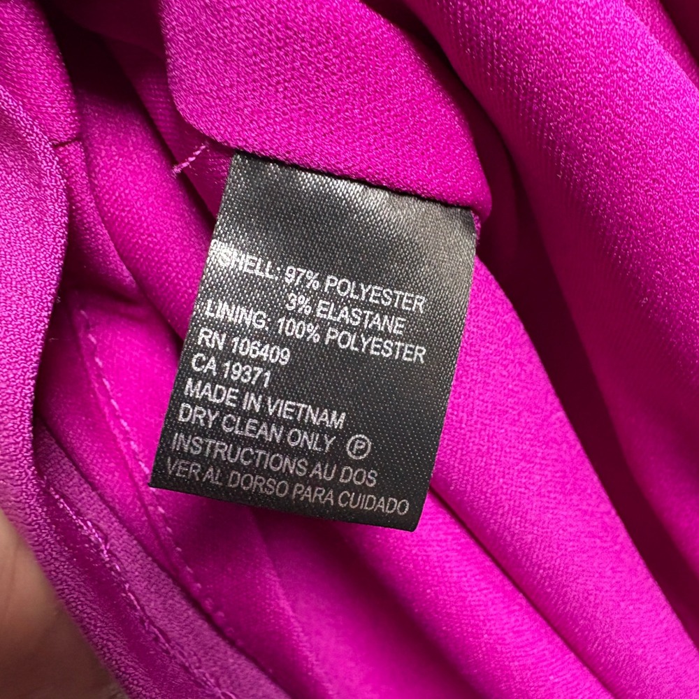Tahari S/4 Levine Arthur Dress Magenta Pink Fit Flare Sleeveless V-Neck Textured - Picture 9 of 12